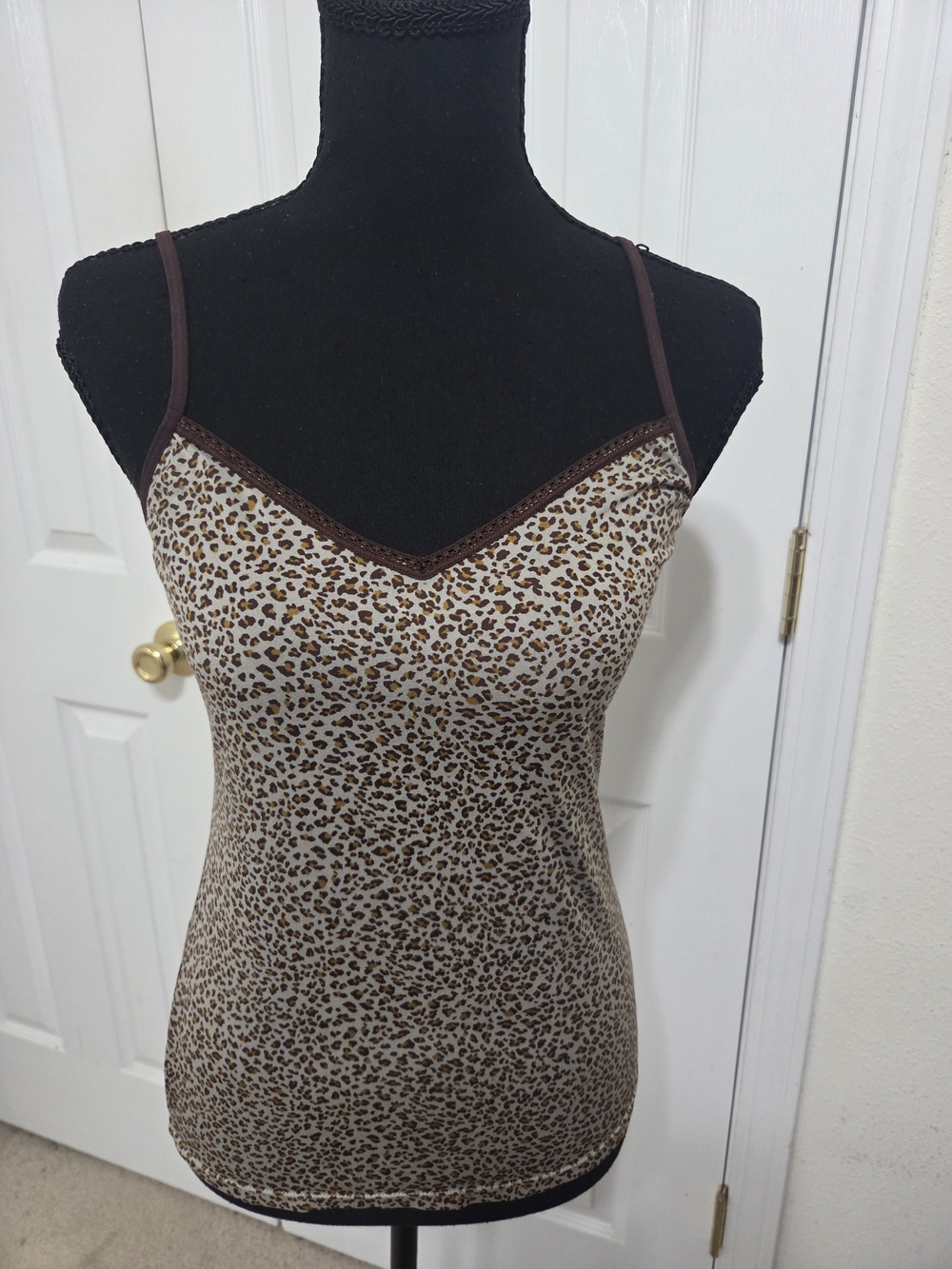 Jones New York Leopard Print Spaghetti Strap Cami - Brown/Cream